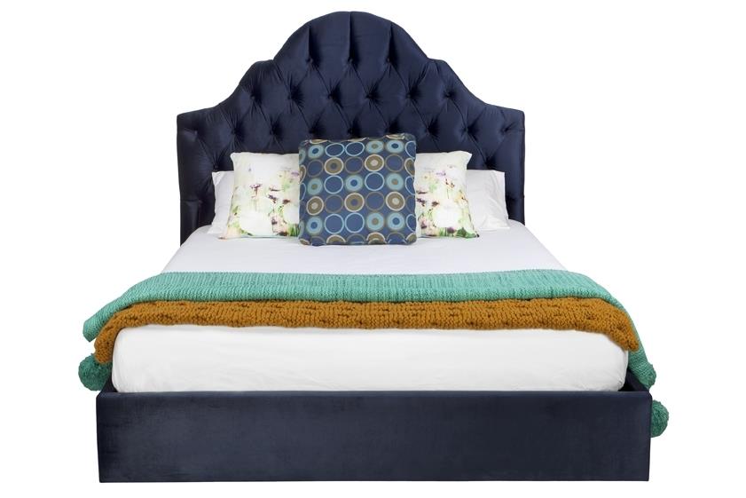 Julia custom upholstered bed frame with choice of standard base