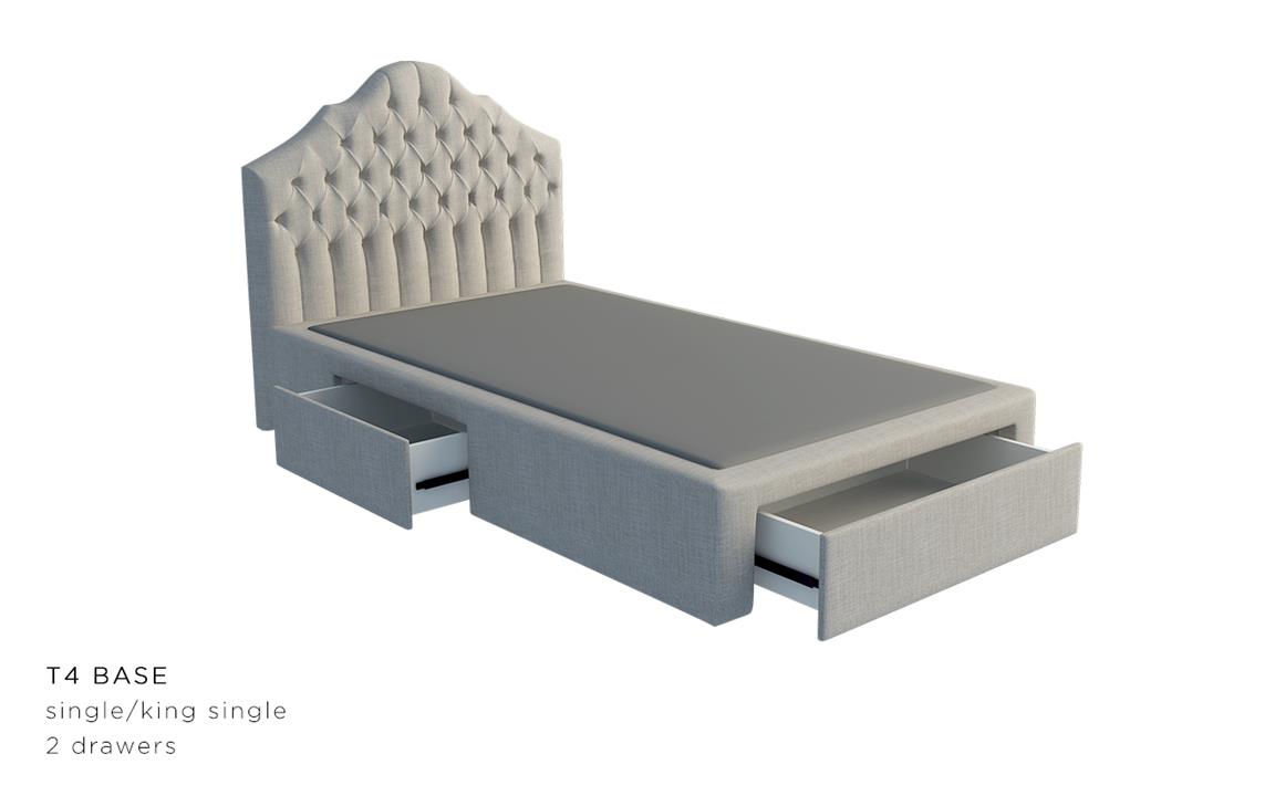 Julia custom upholstered bed frame with choice of storage base
