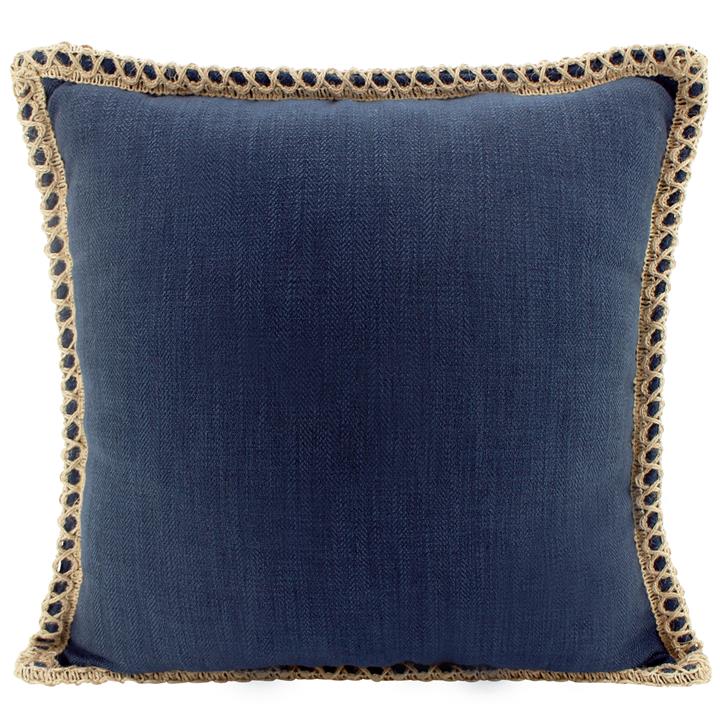 Jute And Linen Cush Navy 50x50cm