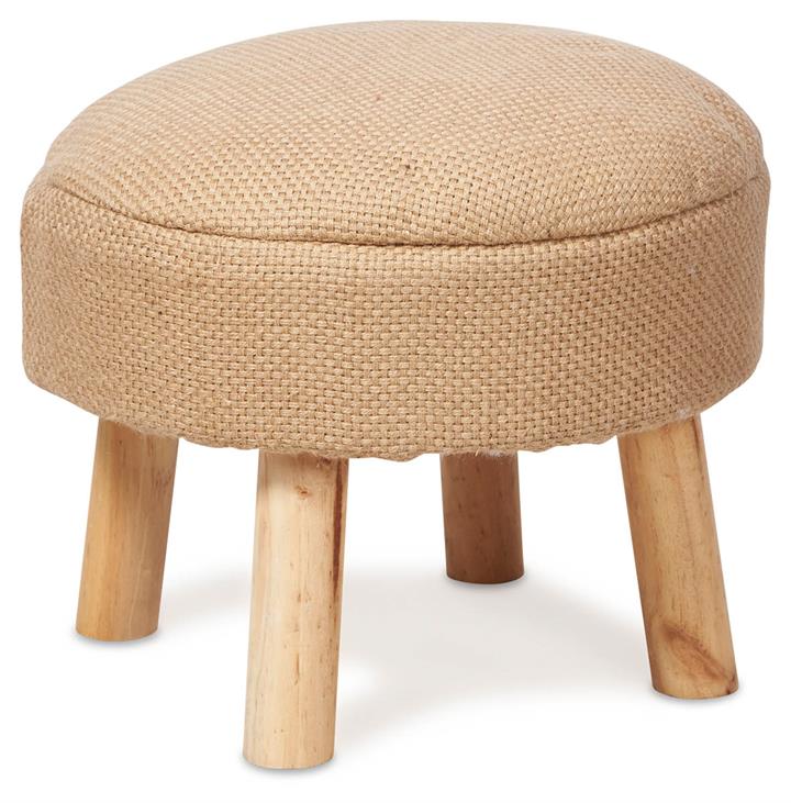 Jute Stool with Pine Legs - Natural
