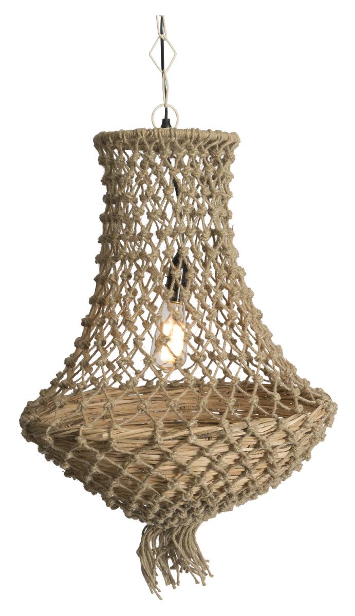 Jute/Wood Basket Chandelier-N