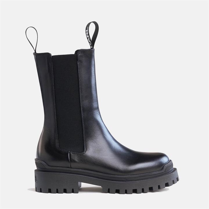 KARL LAGERFELD Women's Biker II Long Core Leather Chelsea Boots - Black - UK 7