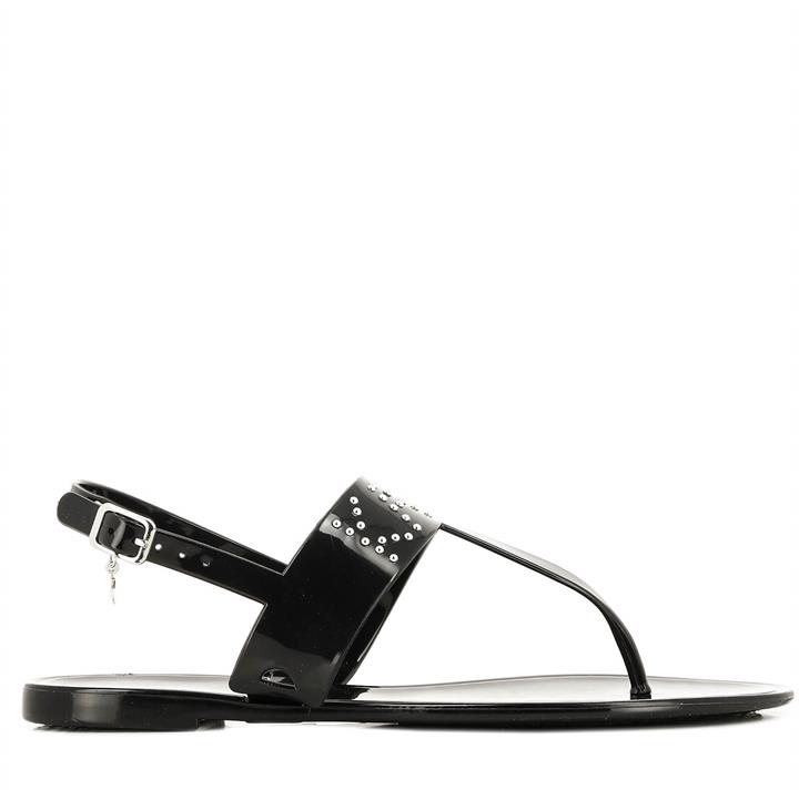 KARL LAGERFELD Women's Jelly Ll Stud Toe Post Sandals - Black Rubber - EU 38/UK 5