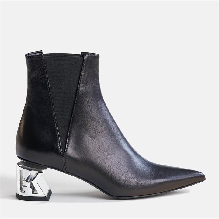 KARL LAGERFELD Women's K-Blok Leather Heeled Chelsea Boots - Black - UK 6