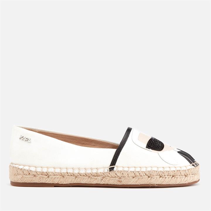 KARL LAGERFELD Women's Kamini Karl Ikonic Leather Espadrilles - White - UK 4