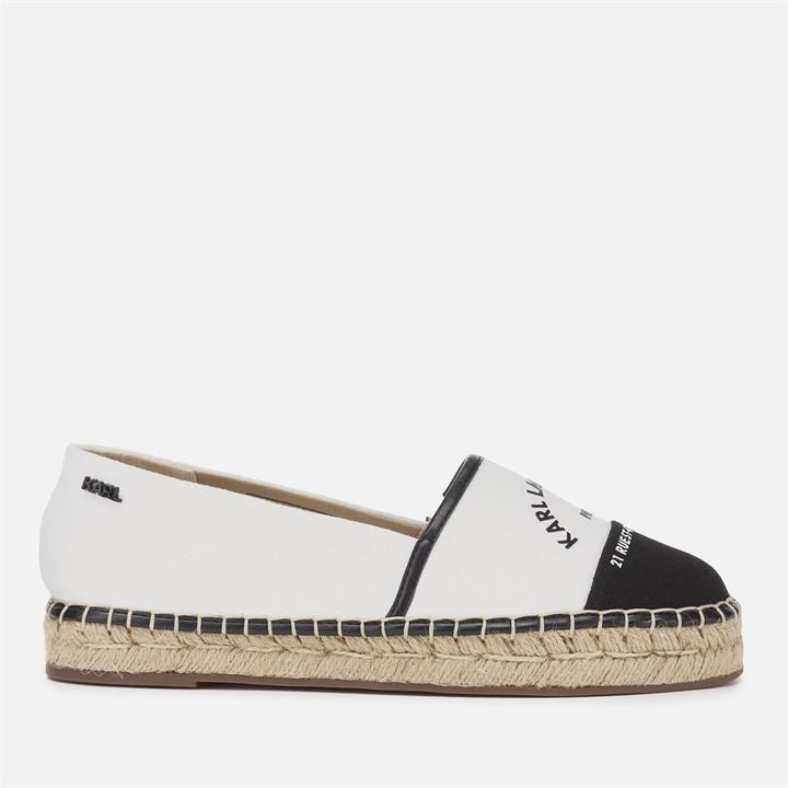 KARL LAGERFELD Women's Kamini Maison Karl Canvas Espadrilles - White/Black - UK 7