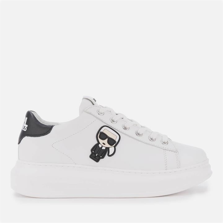 KARL LAGERFELD Women's Kapri Karl Ikonic Leather Chunky Trainers - White/Black - UK 4