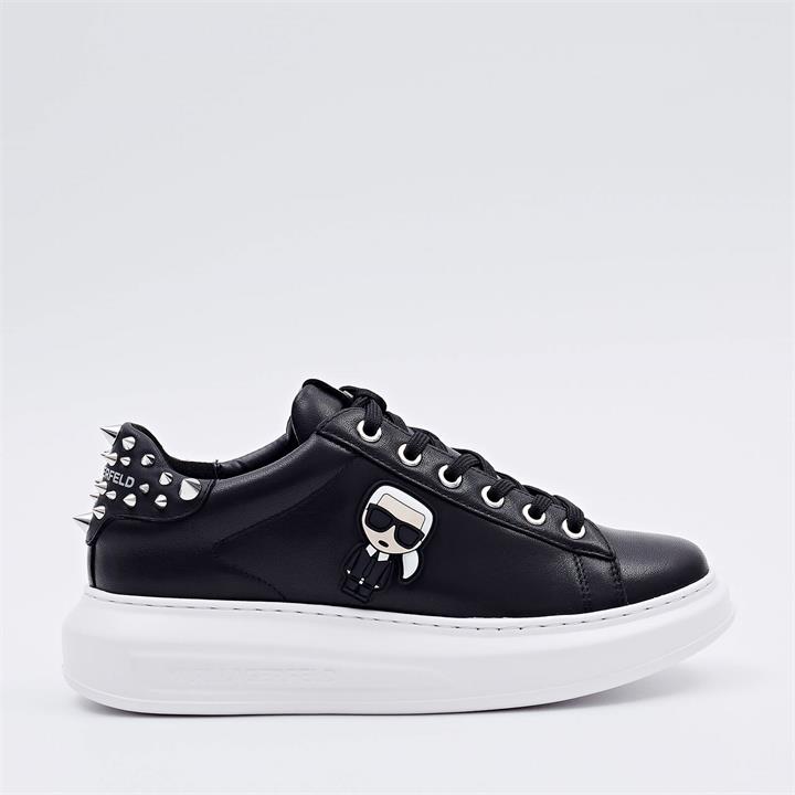 KARL LAGERFELD Women's Kapri Karl Ikonic Stud Tab Flatform Trainers - Black - UK 4