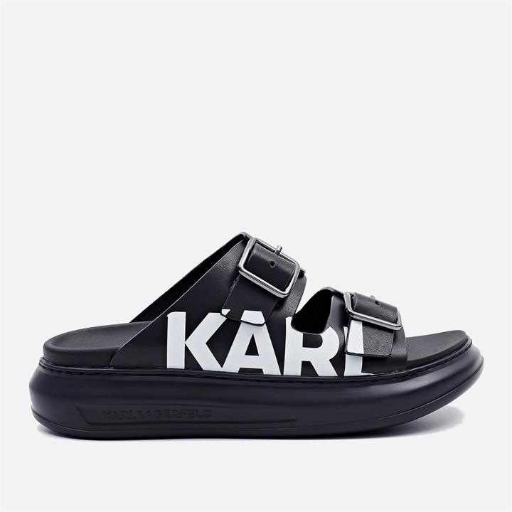 KARL LAGERFELD Women's Kapri Leather Flatform Sandals - Black - UK 4