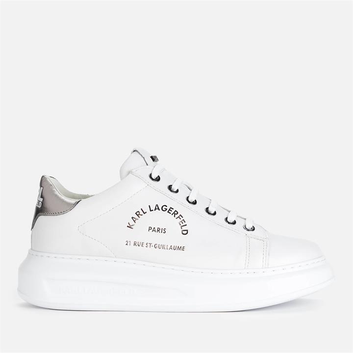 KARL LAGERFELD Women's Kapri Maison Leather Chunky Trainers - White/Silver - UK 4