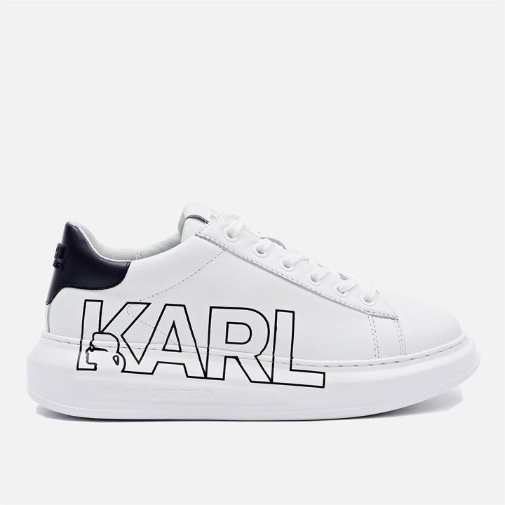 KARL LAGERFELD Women's Kapri Outline Logo Lelather Chunky Trainers - White - UK 3