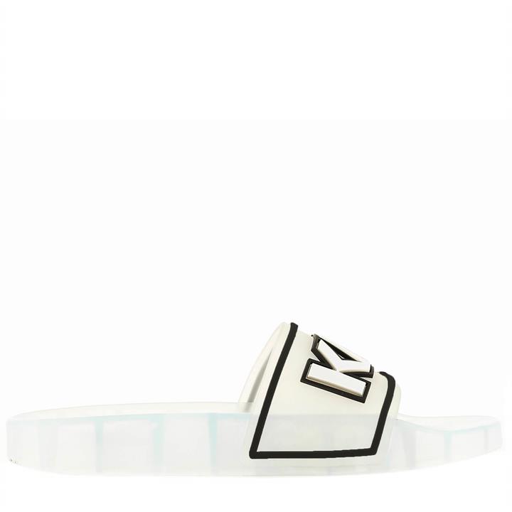 KARL LAGERFELD Women's Kondo Klear Karl Band Sliders - Clear Rubber - EU 39/UK 6