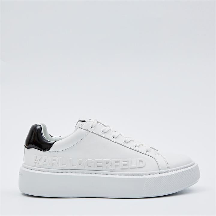KARL LAGERFELD Women's Maxi Cup Leather Flatform Trainers - White - UK 3