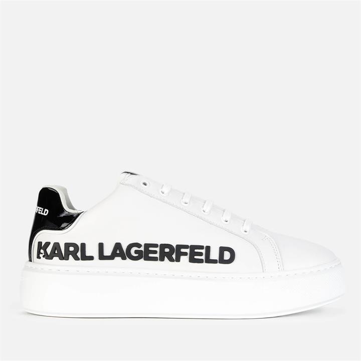 KARL LAGERFELD Women's Maxi Cup Leather Flatform Trainers - White/Black - UK 5