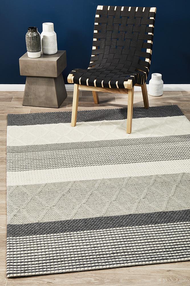 Karlsson Wool Hatch Textured Rug 320x230cm