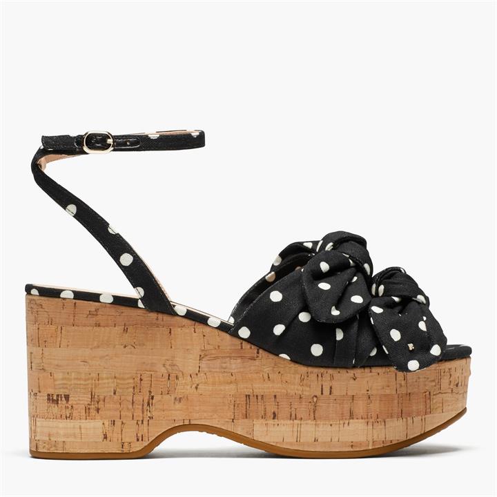 Kate Spade New York Women's Julep Wedged Sandals - Black/French Cream - UK 6