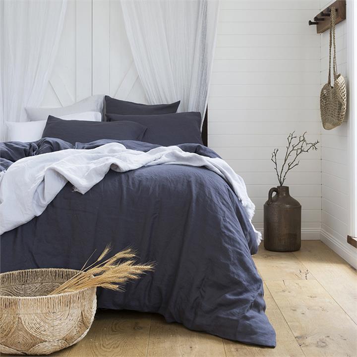 KB Linen Quilt Cover Set Charcoal