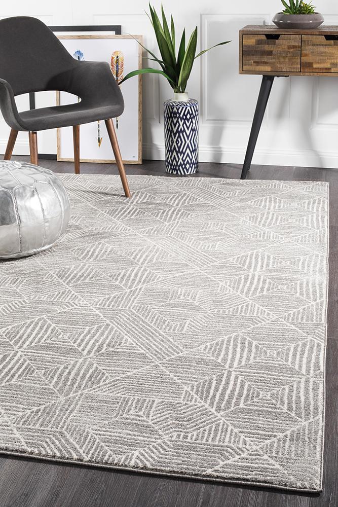 Kenza Contemporary Silver Rug 330x240cm