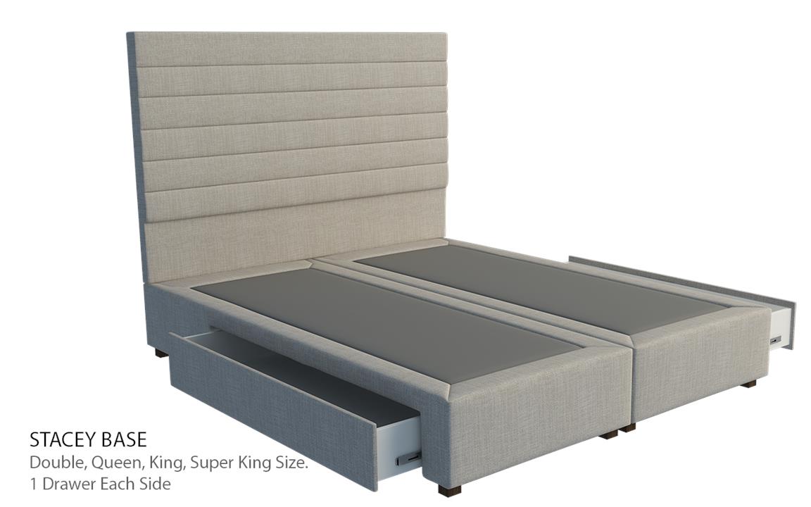 Kenzo custom upholstered bed with choice of storage base