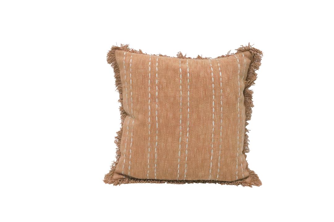 Khan Embroidered Cushion - Terracotta