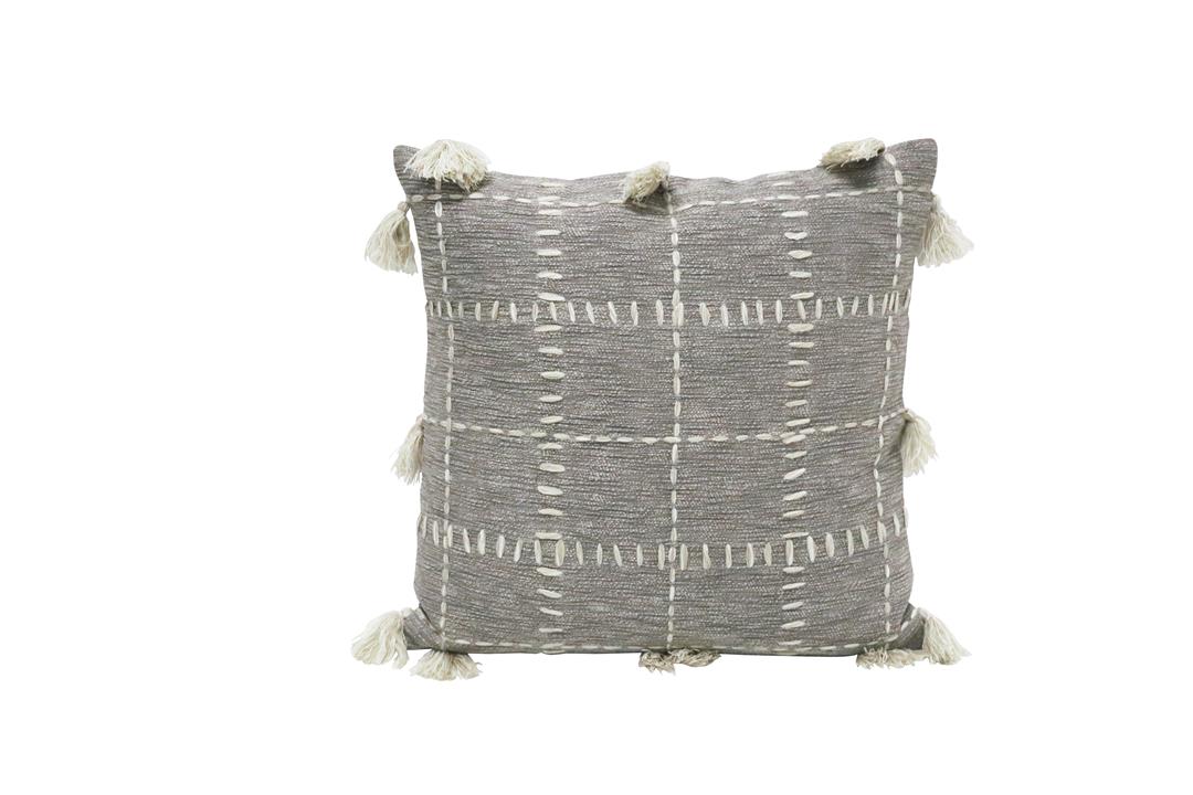 Khana Embroidered Cushion - Grey