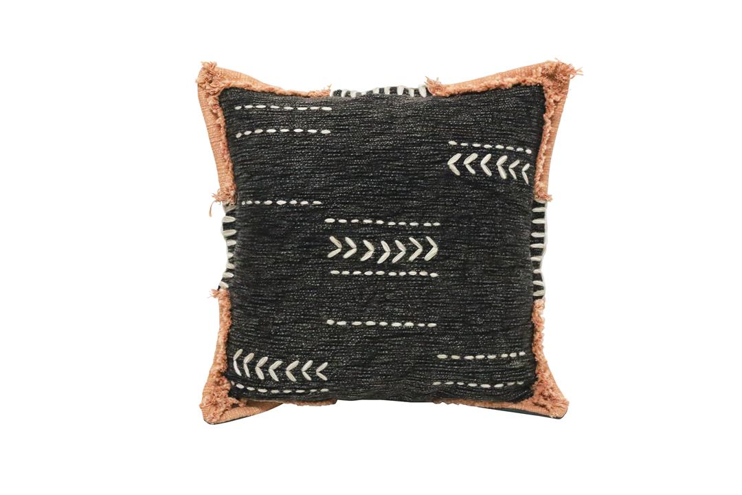 Khathi Embroidered Cushion - Black