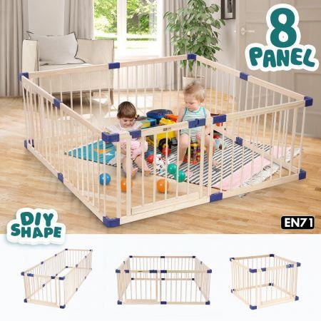 KIDBOT 8 Panel Wooden Baby Playpen Kids Activity Centre Safety Play Yard