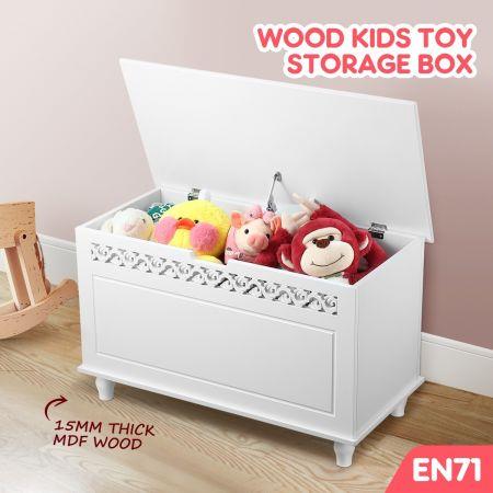 Kidbot Ottoman Kids Wooden Storage Toy Box Chest Large Bench with Lid 80x40x49cm