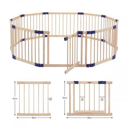 Kidbot Wooden Foldable Playpen for Toddlers Baby Kids Safety Fence 10-Panel Play Yard Activity Centre