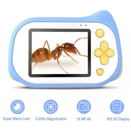 Kids Camera with Microscope Function for 3-10 Years Old Boys Girls (Blue)