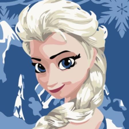 Kids Paint by Numbers, Canvas Oil Painting Kit  20 x 20cm with frame for beginner # ICE Frozen Elsa Princess1