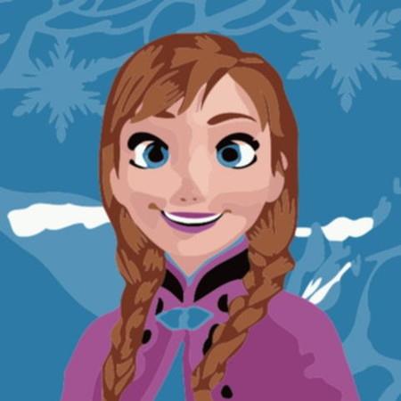 Kids Paint by Numbers, Canvas Oil Painting Kit  20 x 20cm with frame for beginner # ICE Frozen Elsa Princess2