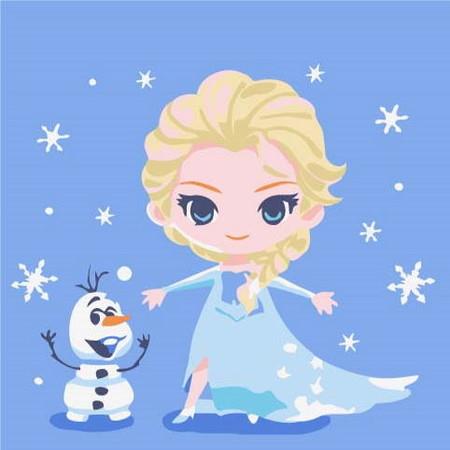 Kids Paint by Numbers, Canvas Oil Painting Kit  20 x 20cm with frame for beginner # ICE Frozen Elsa Princess3
