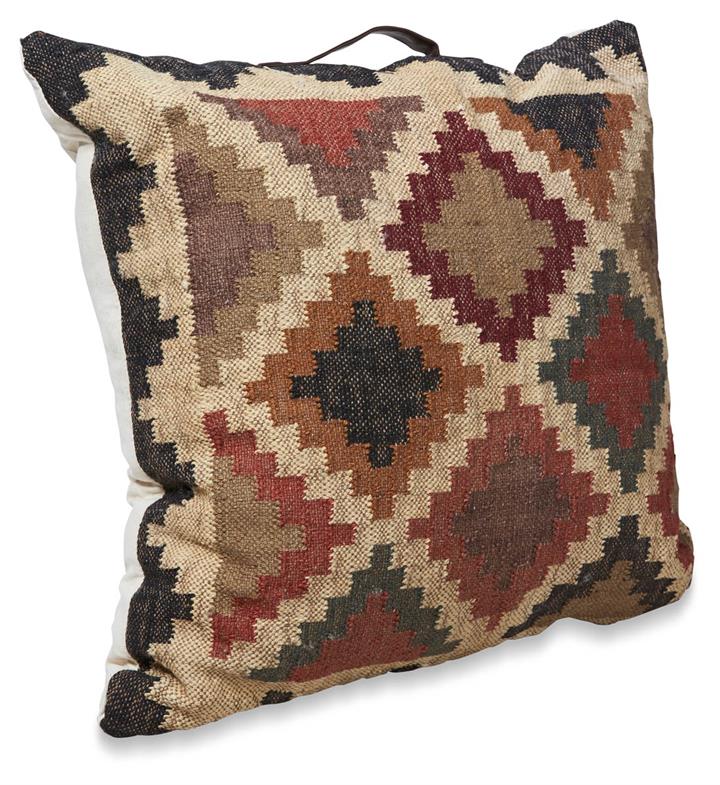 Kilm Checkered 75cm Floor Cushion w handle - Brown Multi