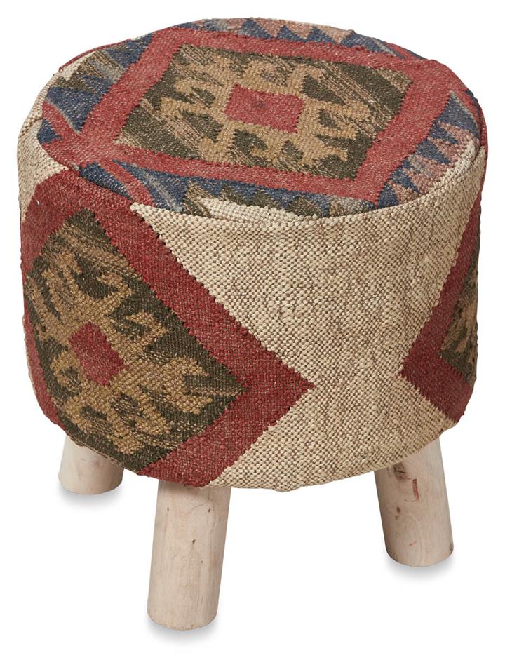 Kilm Panja Small Stool - Rust