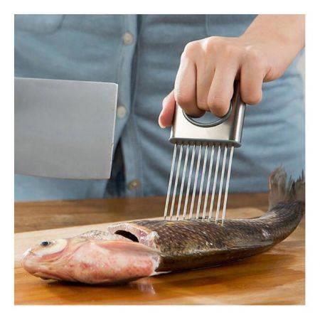 Kitchen Stainless Steel Onion Holder Tomato Cutter Slicer