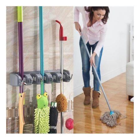 Kitchen Wall Mounted Mop Holder Kitchen Storage Mop Brush Broom Organizer Hanger Tool