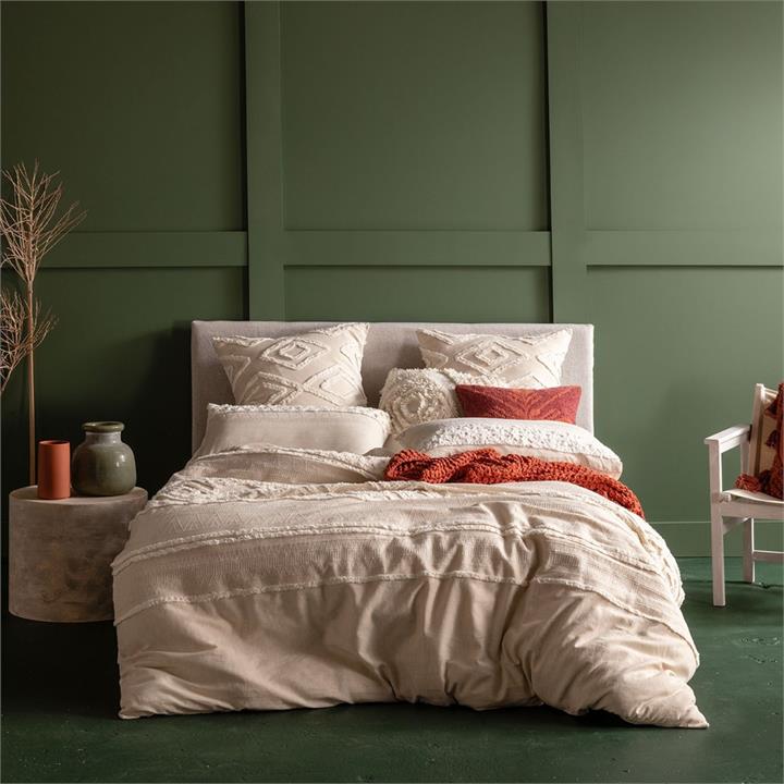 Korri Quilt Cover Set  - Natural Queen