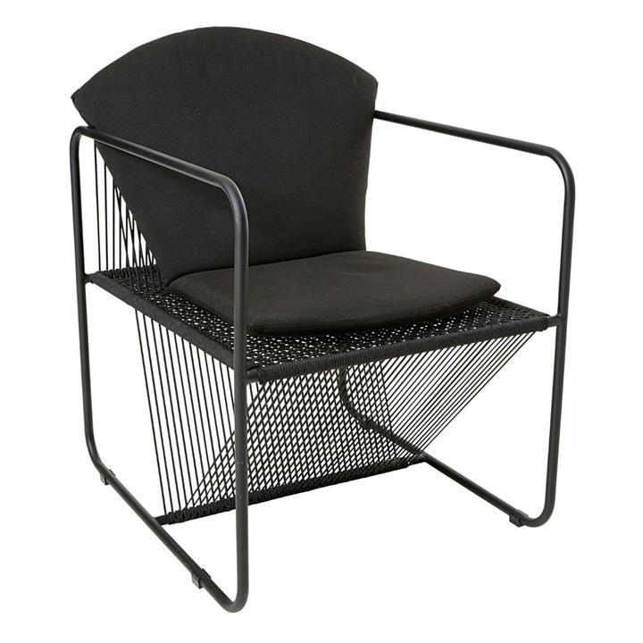 Kubus In/Outdoor Black Chair with Cushion