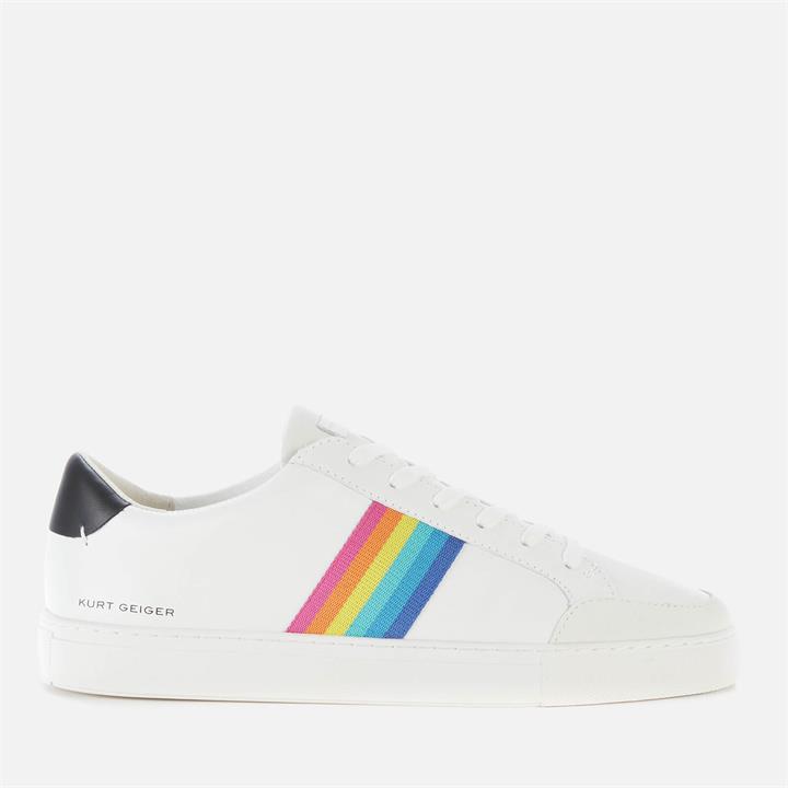 Kurt Geiger London Men's Lane Webbing Leather Cupsole Trainers - White/Comb - UK 7