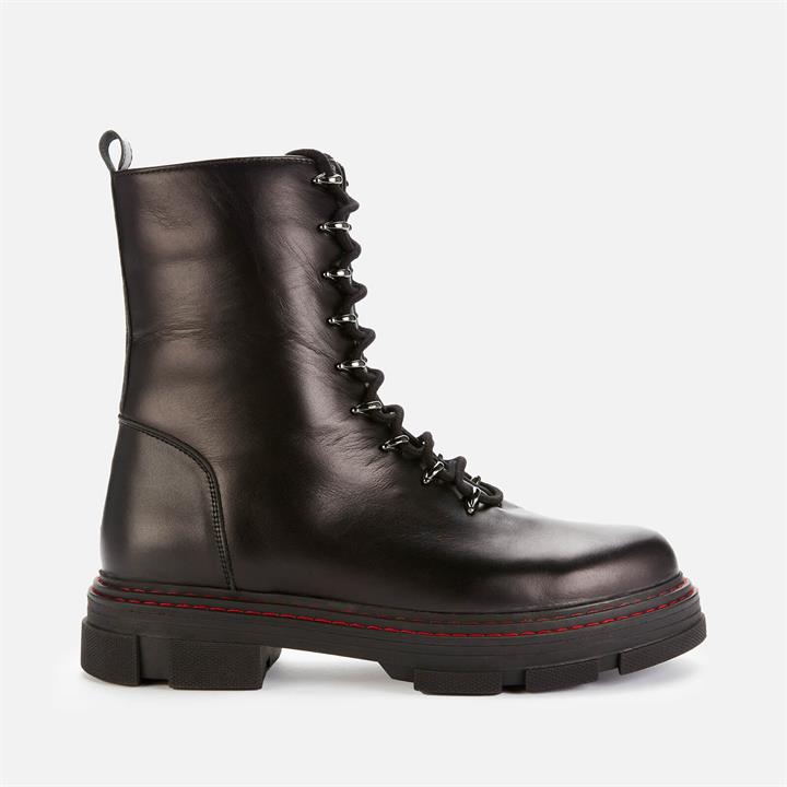 Kurt Geiger London Women's Bird Leather Lace Up Boots - Black/Red - UK 4