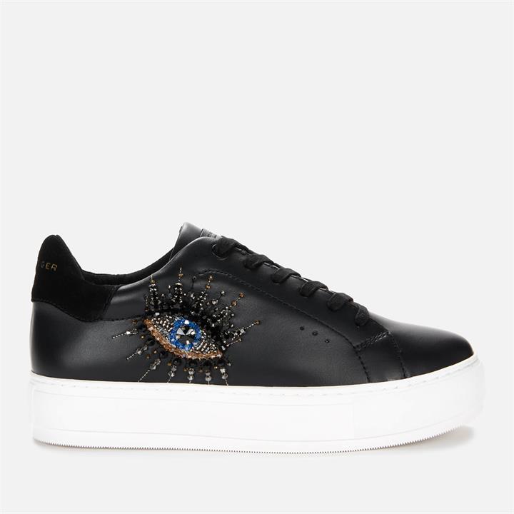 Kurt Geiger London Women's Laney Eye Leather Flatform Trainers - Black - UK 3