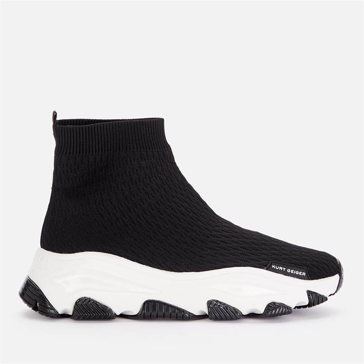 Kurt Geiger London Women's Lettie Knit Sock Hi-Top Trainers - Black/White - UK 3