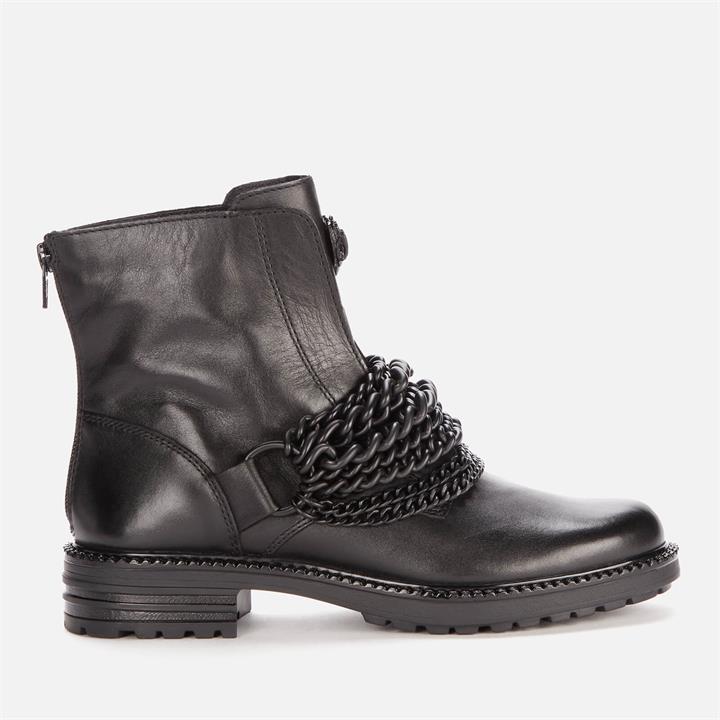 Kurt Geiger London Women's Stefan Drench Leather Biker Boots - Black - UK 3