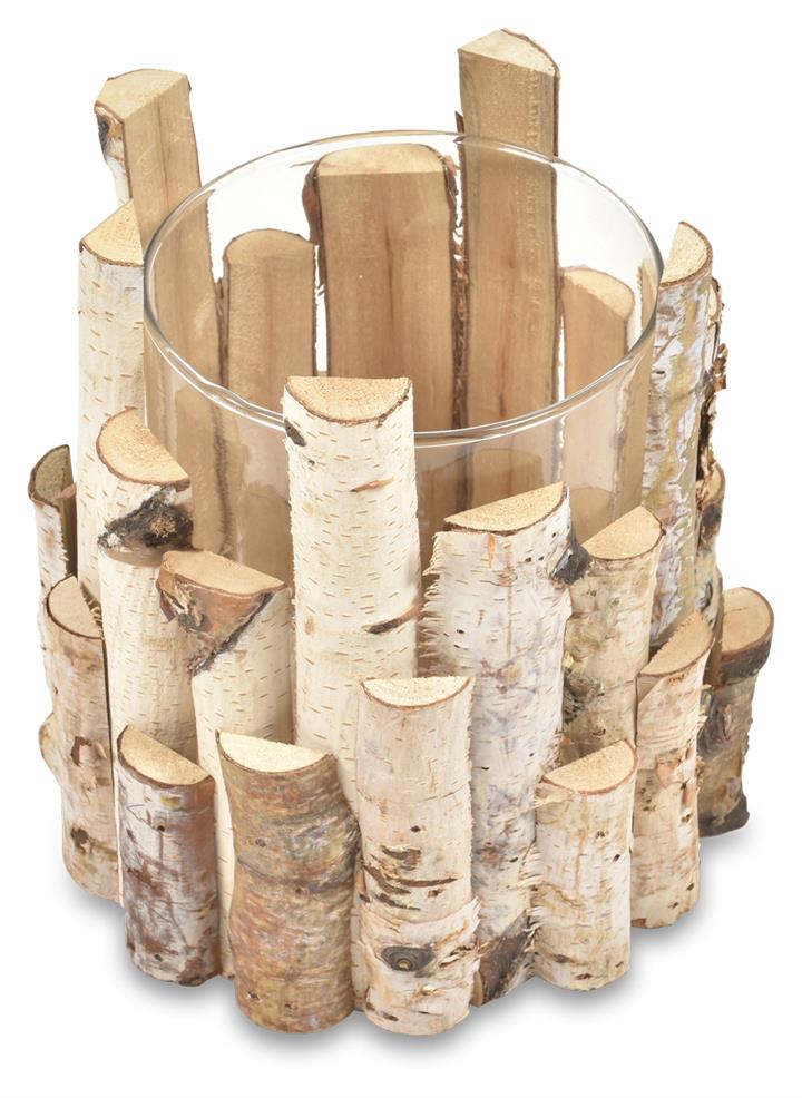 Large Birch Wood Round Candle Holder