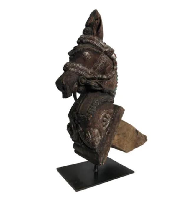Large Indian Vintage Horse Carving Tall