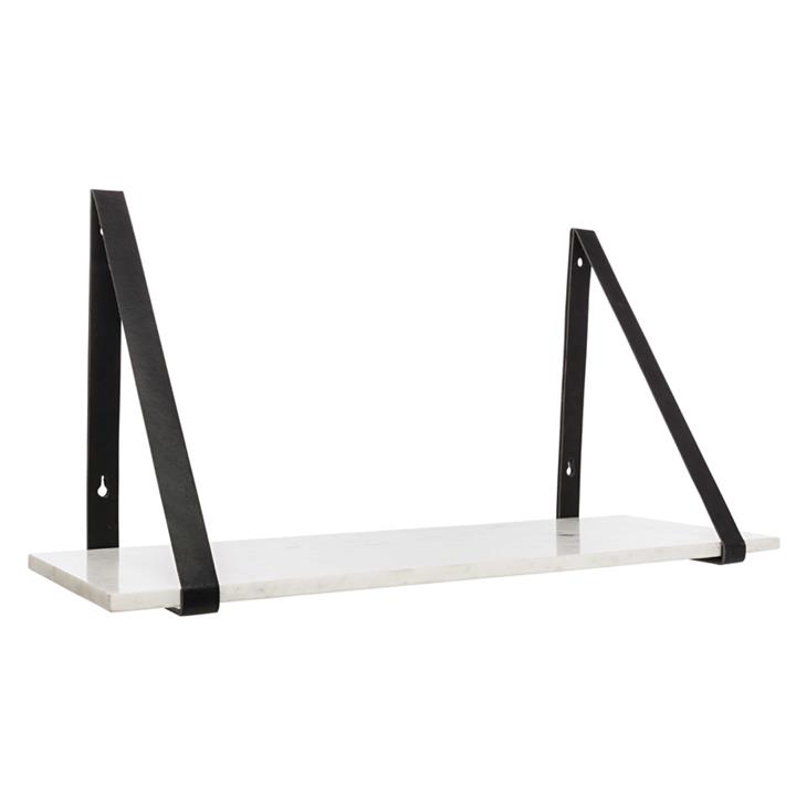 Large Marble Shelf with Black Leather