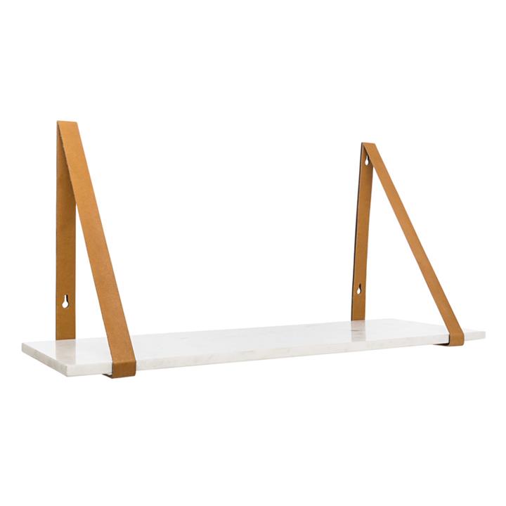 Large Marble Shelf with Tan Leather