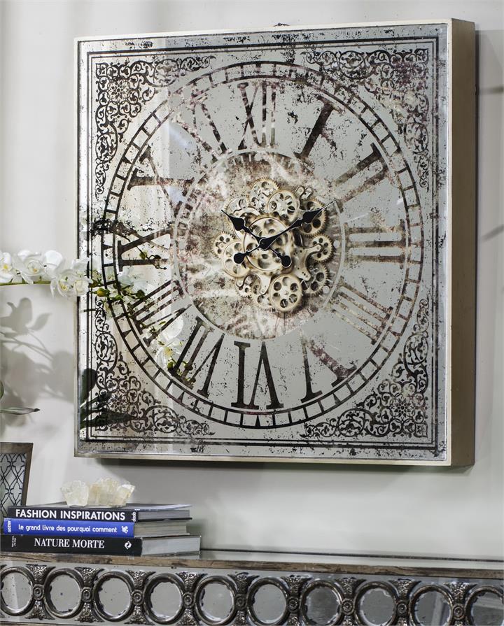 Large Square Mirror Clock
