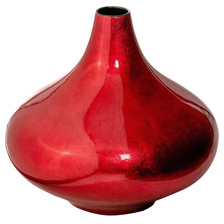 Large Squat Lacquer Vase - Red
